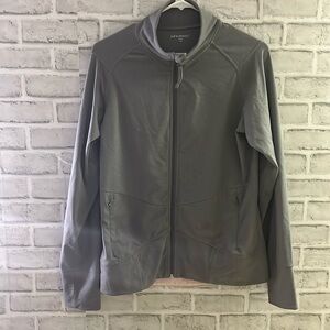 Tuff Athletics size large women’s zip up jacket, pink inner trim